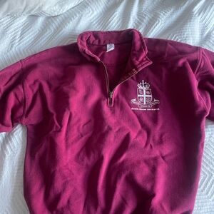 Red and White Quarter-Zip Sweatshirt